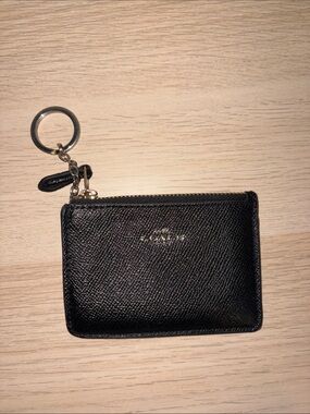 Coach Black Leather Zip Key Card Case